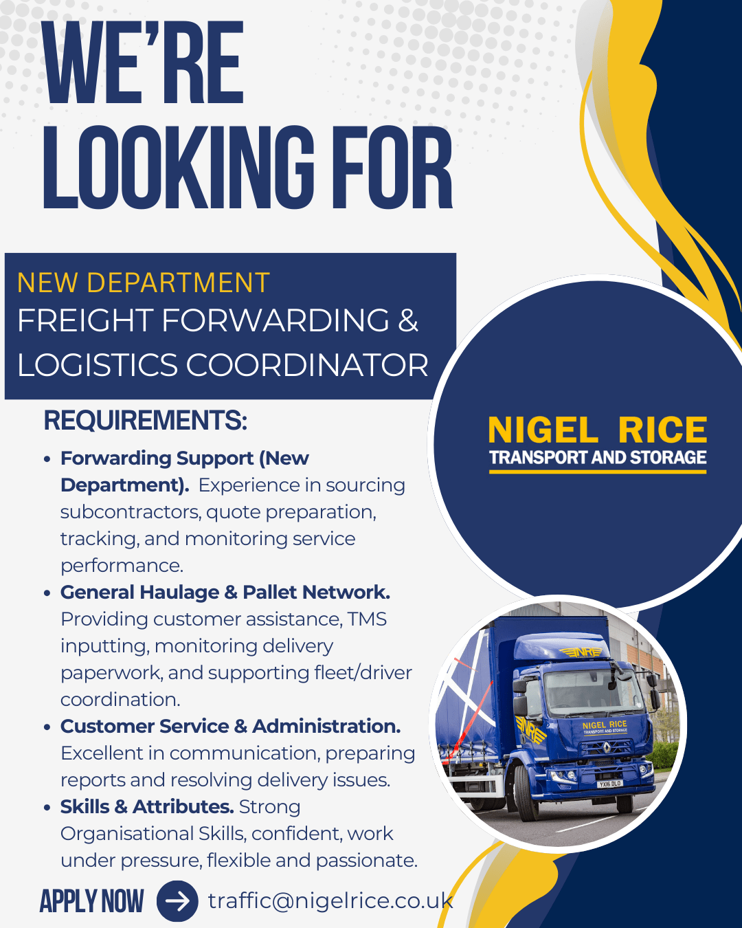 Freight Forwarding & Logistics Coordinator, Nigel Rice